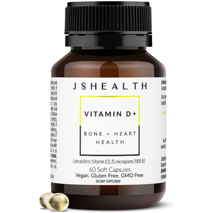 JSHealth Vitamin D Formula Bone Heart Health Support 60 Soft Caps - supplemynts.com