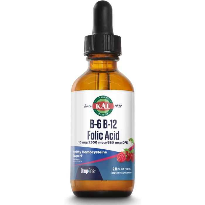 KAL B6 B12 Folic Acid Drops Mixed Berry Flavor 2 Oz - supplemynts.com