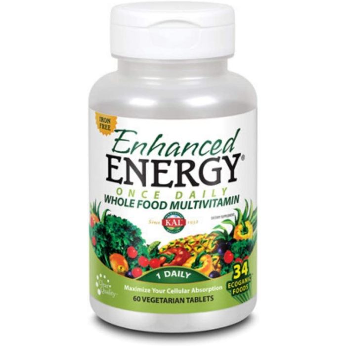KAL Enhanced Energy Whole Food Multivitamin 60 Iron Free VegCaps - supplemynts.com