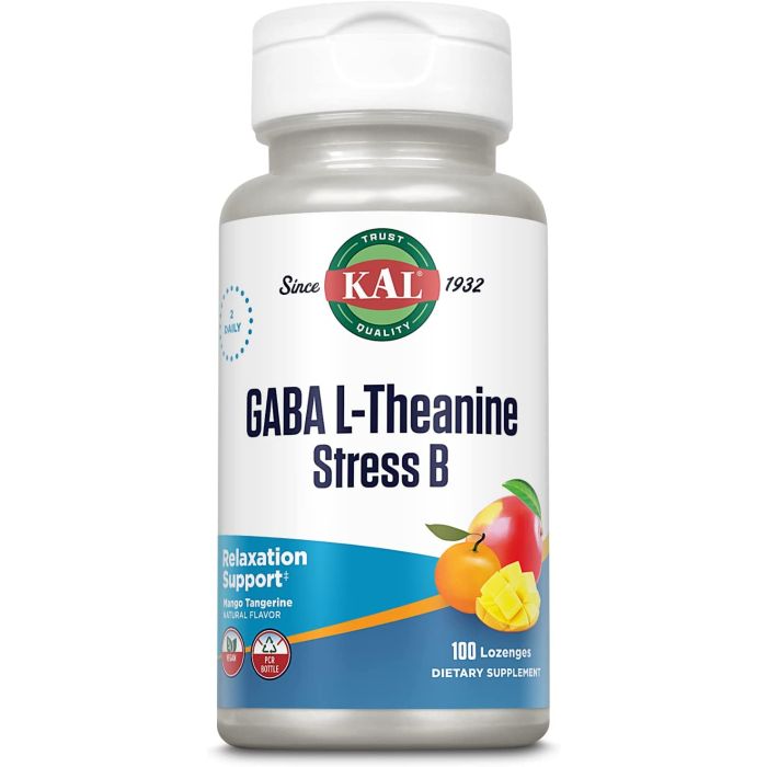 KAL GABA L Theanine Stress B 100 Lozenges Relaxation Support - supplemynts.com