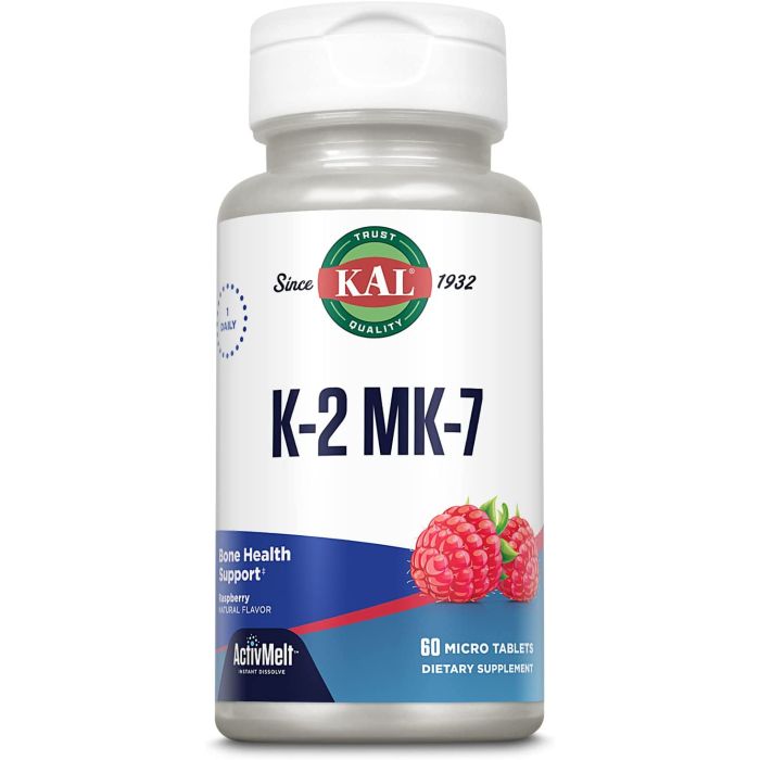 KAL K 2 MK 7 ActivMelt 60 Instant Dissolve Tablets Raspberry Flavor - supplemynts.com