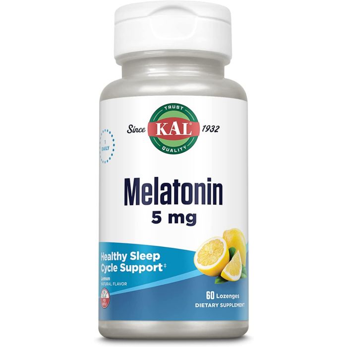 KAL Melatonin Lozenges 5 mg 30 Count Lemon Flavor Healthy Sleep Cycle - supplemynts.com