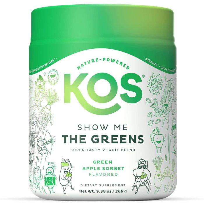 KOS Show Me The Greens Green Apple Sorbet Veggie Blend Powder 3.38 Oz - supplemynts.com