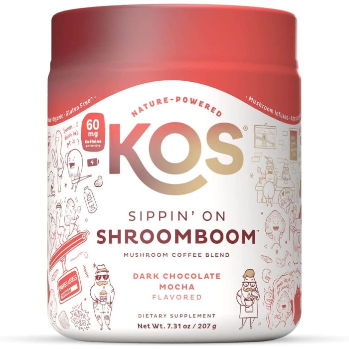 KOS Sippin On Shroomboom Mushroom Coffee Blend Dark Chocolate 7.31 Oz - supplemynts.com