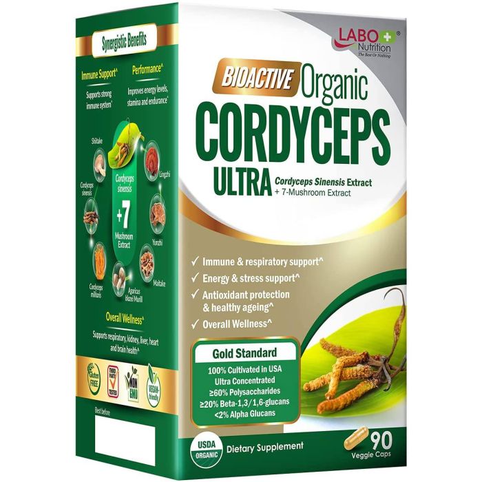 Labo Nutrition Bioactive Organic Cordyceps Ultra 7 Mushroom 90 Caps - supplemynts.com