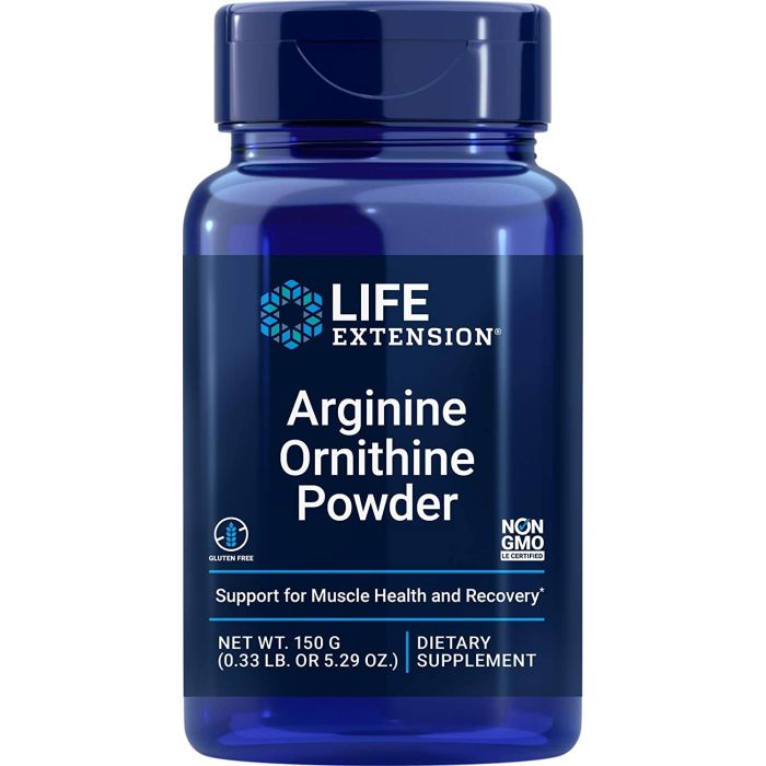 Life Extension Arginine Ornithine Powder 150gr Promotes Muscle Health - supplemynts.com
