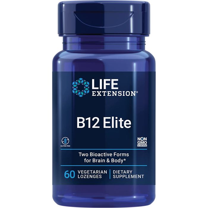 Life Extension B12 Elite 60 Vegetarian Lozenges Brain Health - supplemynts.com