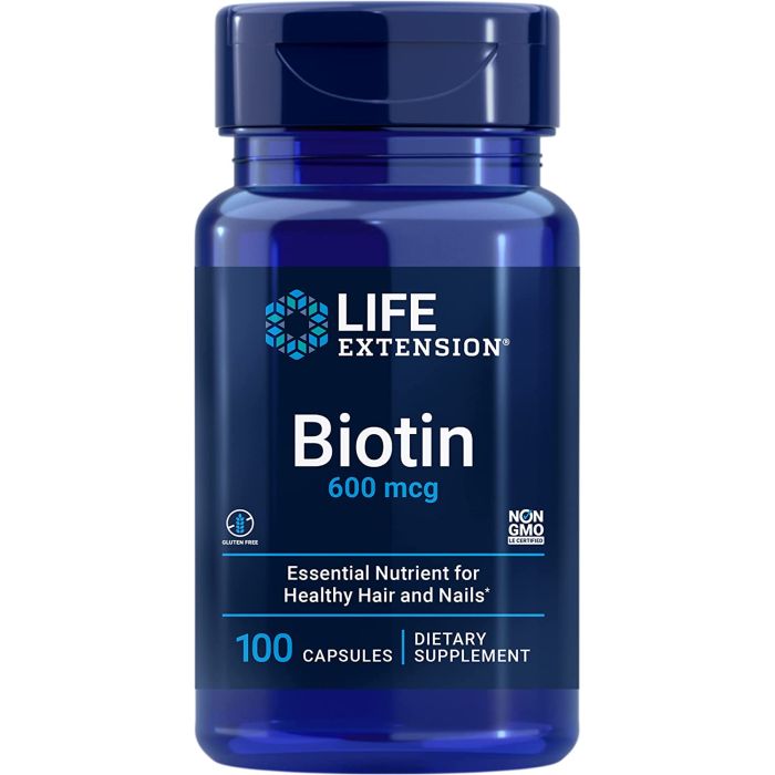 Life Extension Biotin 600mcg 100 Caps Supports Healthy Hair & Nails - supplemynts.com