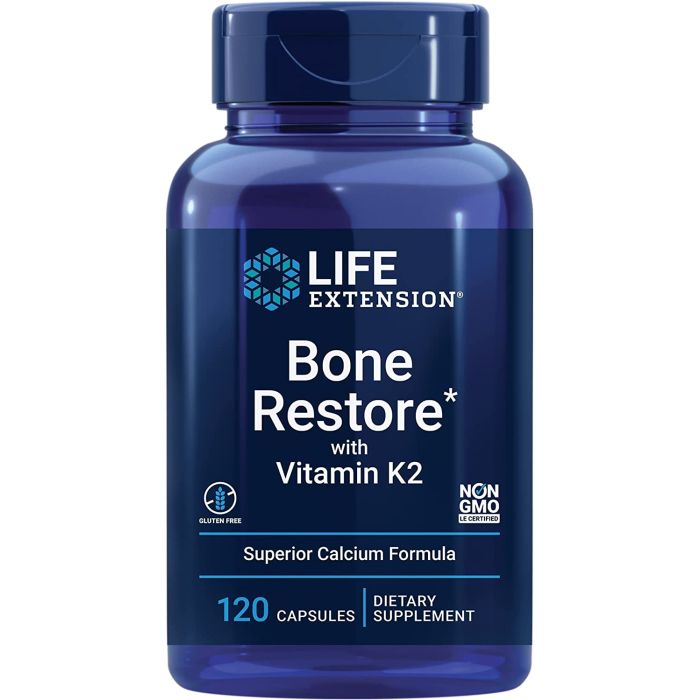 Life Extension Bone Restore Vitamin K2 120 Caps Superior Calcium - supplemynts.com