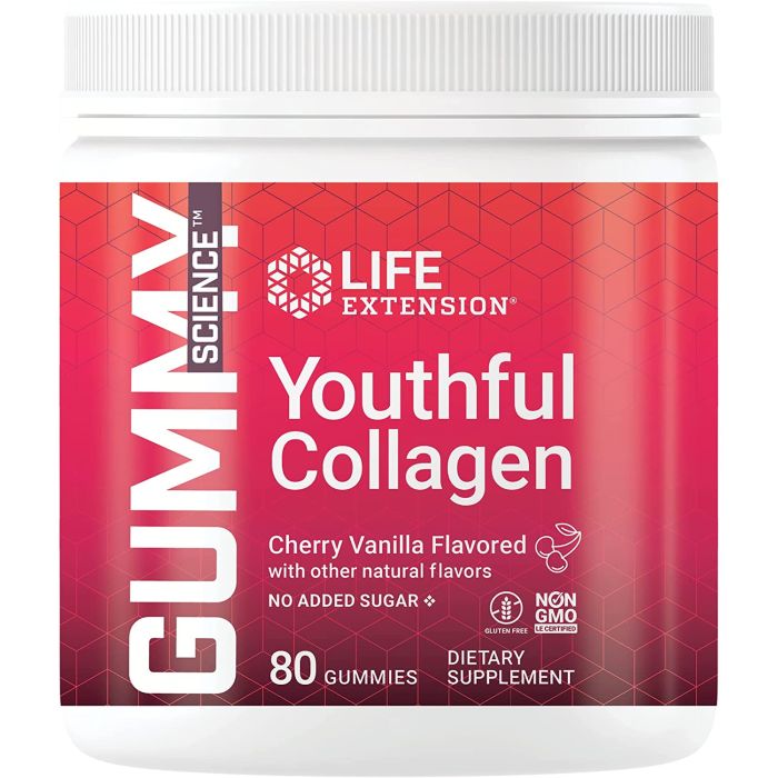 Life Extension Gummy Science Youthful Collagen Cherry Vanilla 80 Count - supplemynts.com