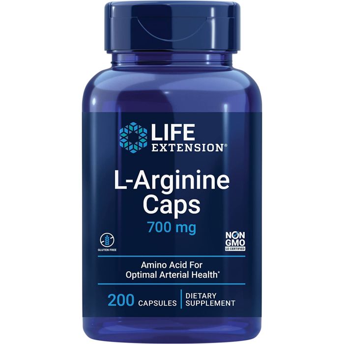 Life Extension L-Arginine 700mg 200 Caps Arterial System Support - supplemynts.com