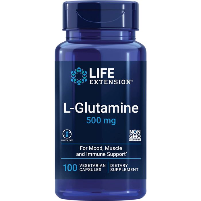 Life Extension L Glutamine 500mg 100 Vegetarian Caps Immune Support - supplemynts.com