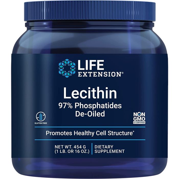 Life Extension Lecithin Powder 97% Phosphatides De-Oiled 454G Non GMO - supplemynts.com