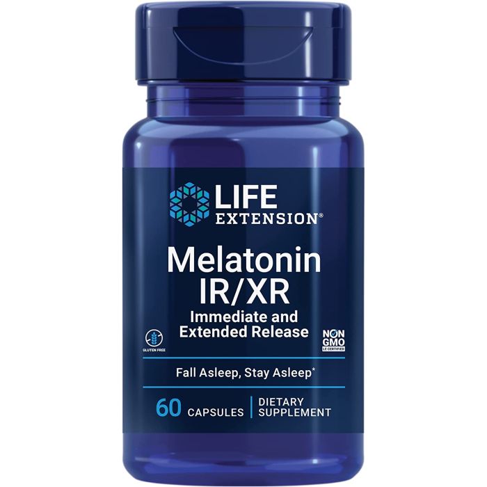 Life Extension Melatonin IR/XR 60 Caps Restful Sleep Support - supplemynts.com