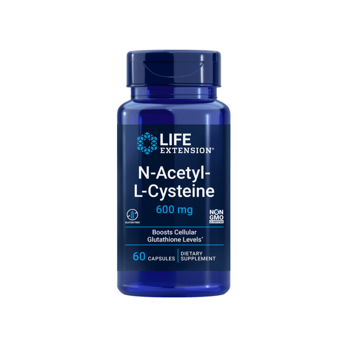 Life Extension N Acetyl L Cysteine (NAC) 600mg 60 Caps Non GMO - supplemynts.com