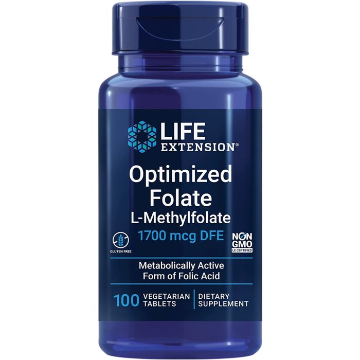 Life Extension Optimized Folate L-Methylfolate 1700mcg DFE 100 Tablets - supplemynts.com