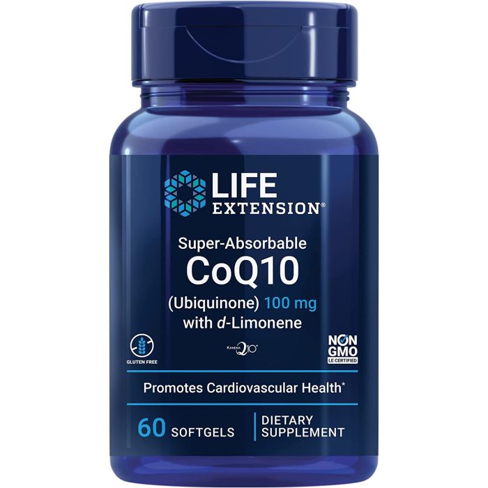 Life Extension Super Absorbable CoQ10 Ubiquinone with d-Limonene 60 SG - supplemynts.com