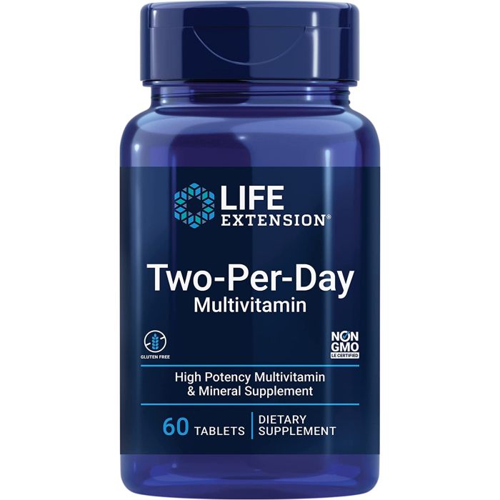 Life Extension Two-Per-Day Multivitamin Tablets Gluten Free Non GMO - supplemynts.com