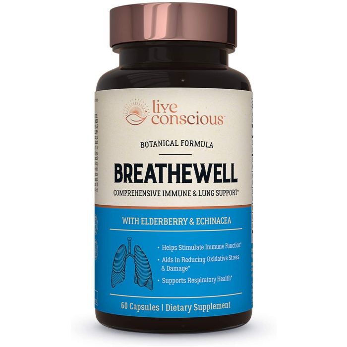 Live Conscious BreatheWell Lung Support Supplement 60 Caps - supplemynts.com