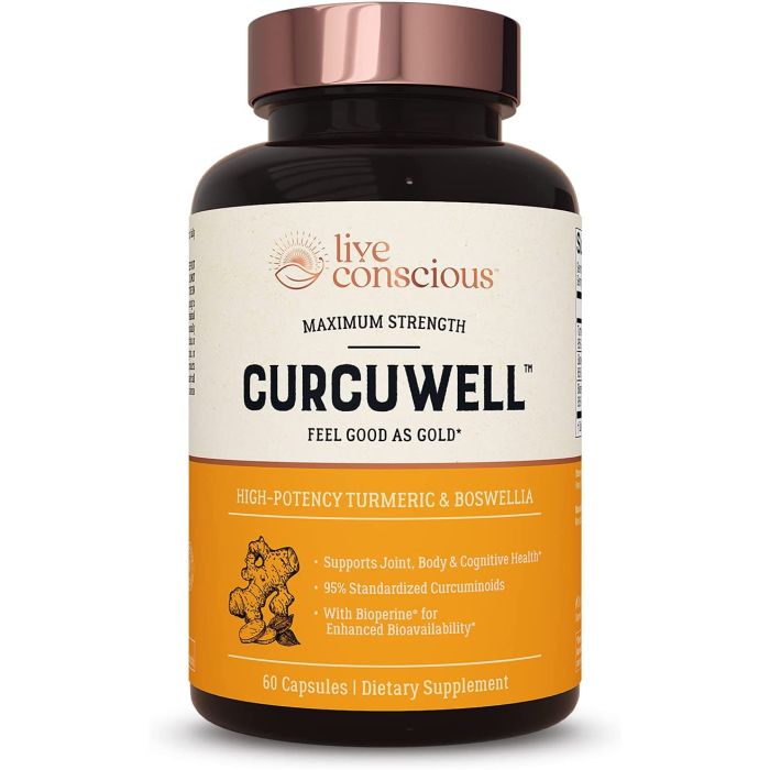 Live Conscious CurcuWell Turmeric Boswellia Joint Support 60 Caps - supplemynts.com
