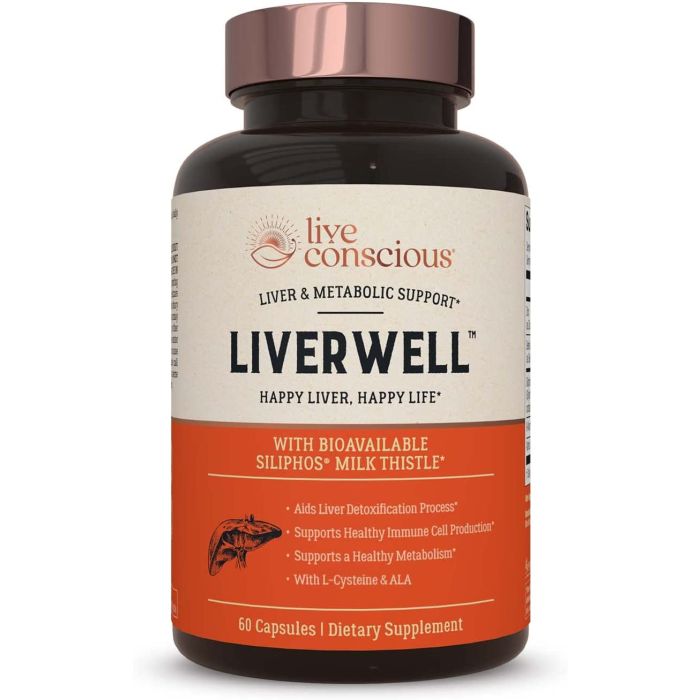 Live Conscious LiverWell Siliphos Milk Thistle Liver Support 60 Caps - supplemynts.com