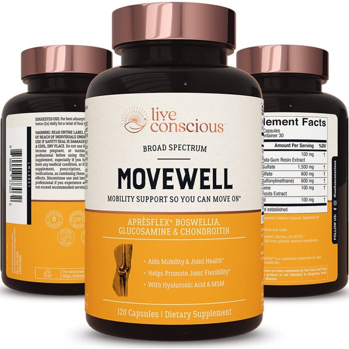 Live Conscious MoveWell Mobility Support 120 Caps Dietary Supplement - supplemynts.com