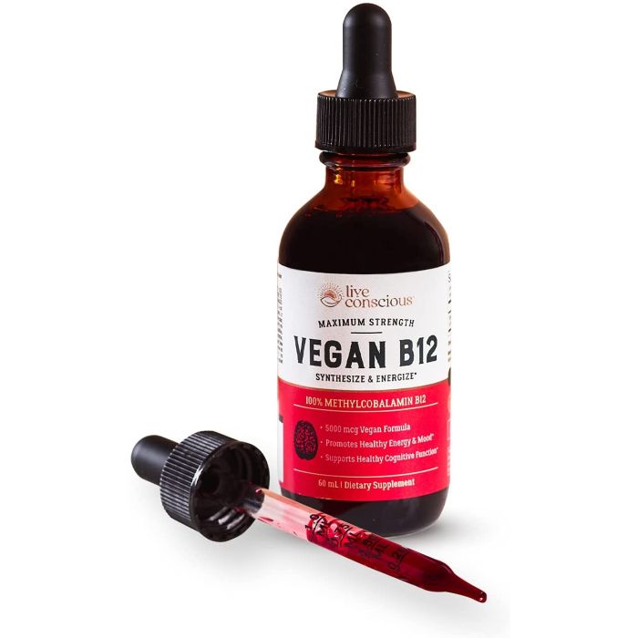Live Conscious Vegan B12 Dietary Supplement 60ml Liquid Drops - supplemynts.com