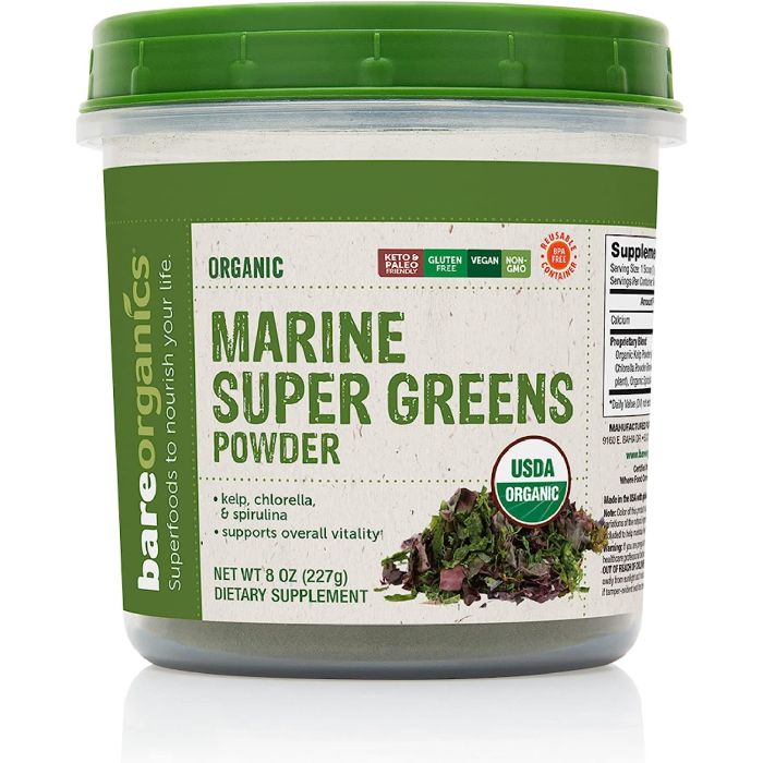 Marine Greens Powder 8 Oz Immunity Support Blend BareOrganics - supplemynts.com
