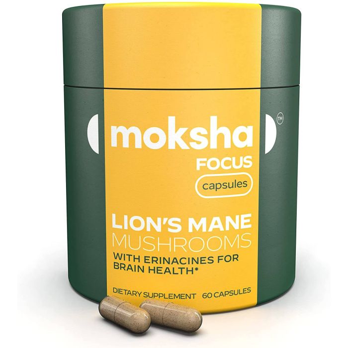 Moksha Focus Lion’s Mane Mushrooms Erinacines Brain Health 60 Caps - supplemynts.com