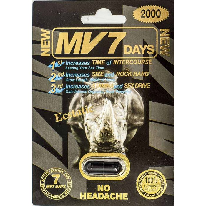 Mv 7 Days Rhino Male Enhancement Black Pill 2000mg Ecstatic - supplemynts.com