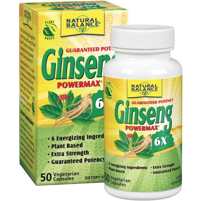 Natural Balance Ginseng PowerMax 6X Cognitive Support 50 Veggie Caps - supplemynts.com