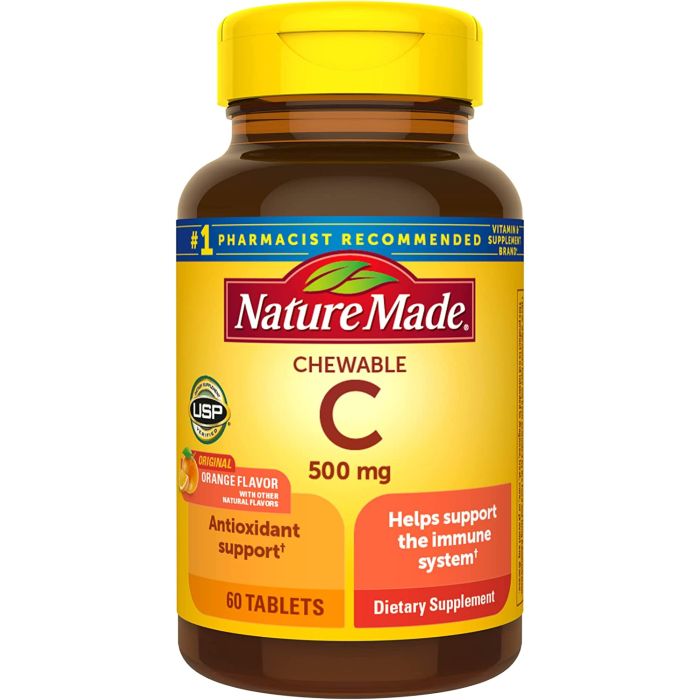 Nature Made Chewable Vitamin C 500mg Tablets Antioxidant Support - supplemynts.com