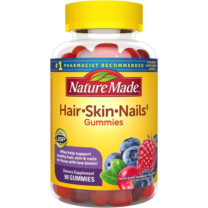 Nature Made Hair Skin Nails Support 2500mcg Biotin Gummies 90 Count - supplemynts.com