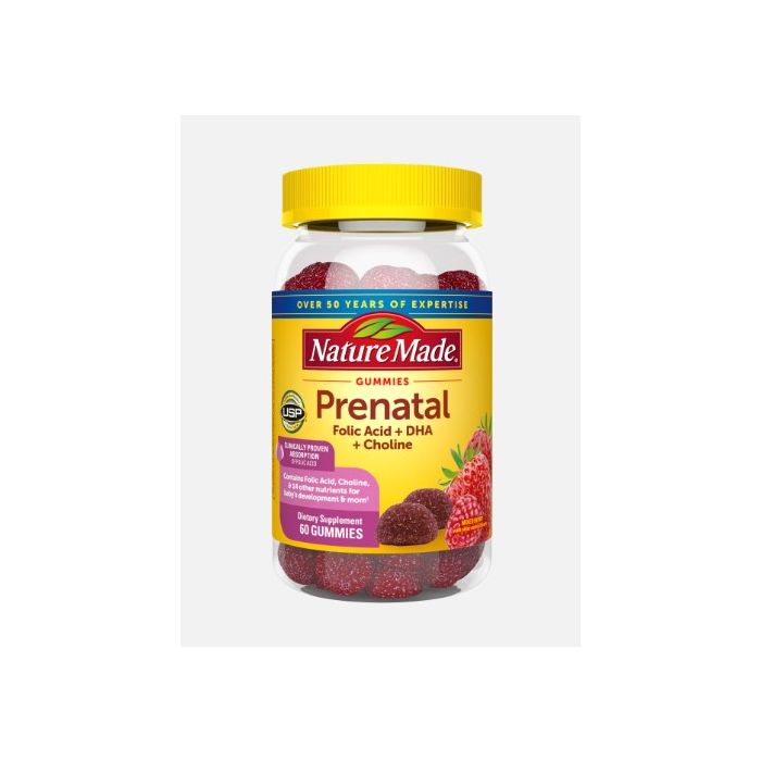Nature Made Prenatal Folic Acid DHA Choline 60 Berry Flavored Gummies - supplemynts.com