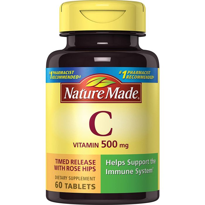 Nature Made Vitamin C 500mg Timed Release With Rose Hips 60 Tablets - supplemynts.com