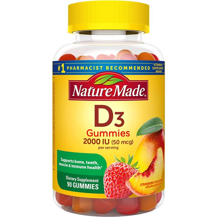 Nature Made Vitamin D3 2000 IU 50mcg Flavored Gummies - supplemynts.com