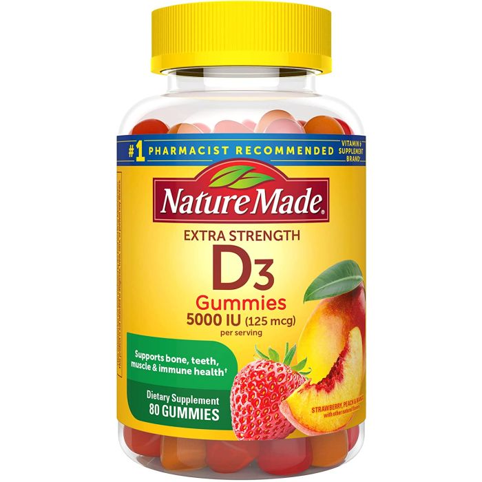 Nature Made Vitamin D3 Extra Strength 5000 IU 125mcg Gummies - supplemynts.com