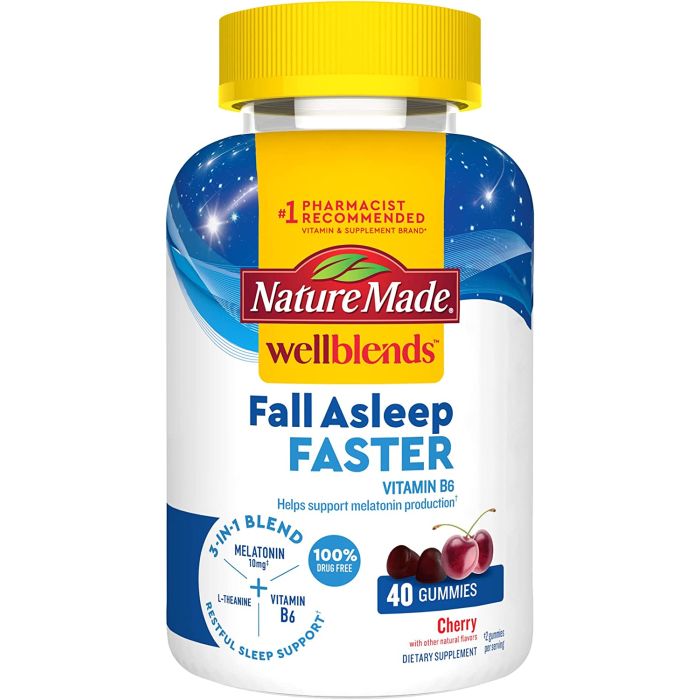 Nature Made Wellblends Fall Asleep Faster Cherry Flavored 40 Gummies - supplemynts.com