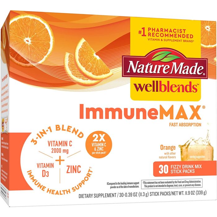 Nature Made Wellblends ImmuneMAX Fizzy Drink Mix 30 Stick Packs - supplemynts.com