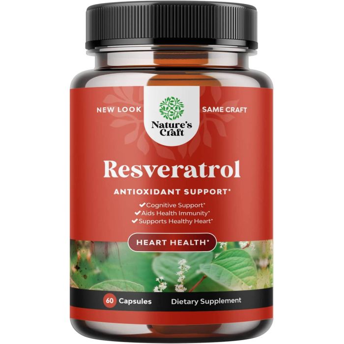 Nature's Craft Anti Aging Trans Resveratrol Antioxidant Support 60caps - supplemynts.com