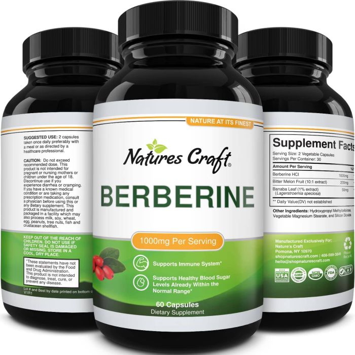 Nature's Craft Berberine Supports Immune System 60 Caps Supplement - supplemynts.com