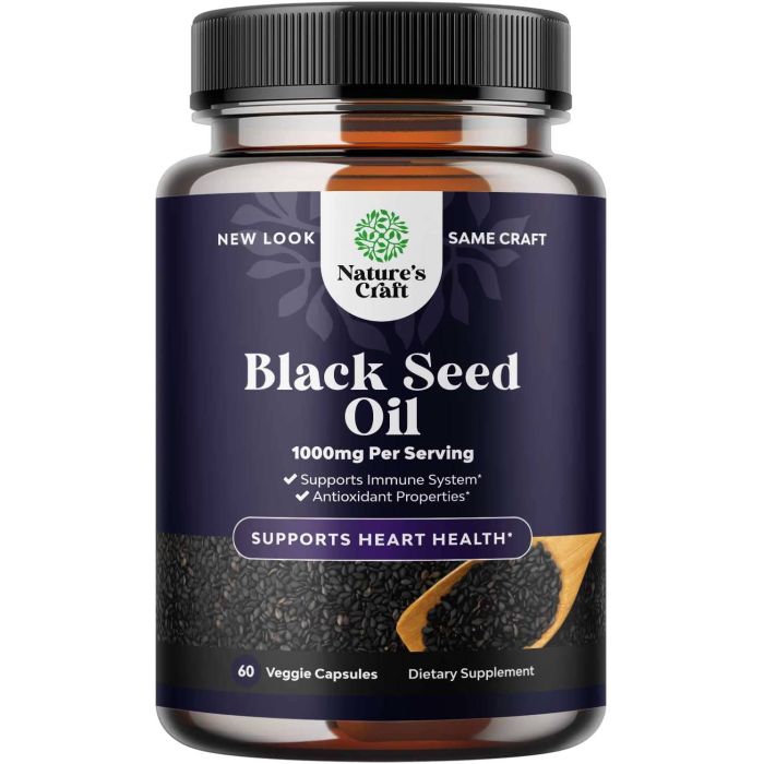 Nature's Craft Black Cumin Seed Oil Heart Health Support Veggie Caps - supplemynts.com