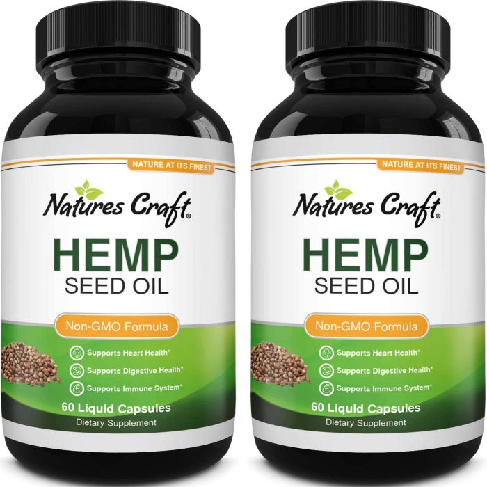 Nature's Craft Hemp Seed Oil Non Gmo Formula Supplement 2 Pack 60 Caps - supplemynts.com