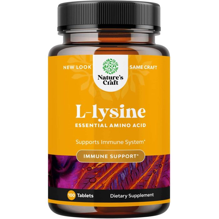 Nature's Craft L Lysine Essential Amino Acids Immune Support 100 Caps - supplemynts.com