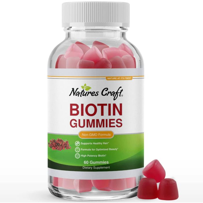 Nature's Craft Non Gmo Biotin 60 Gummies Skin Hair Health Support - supplemynts.com