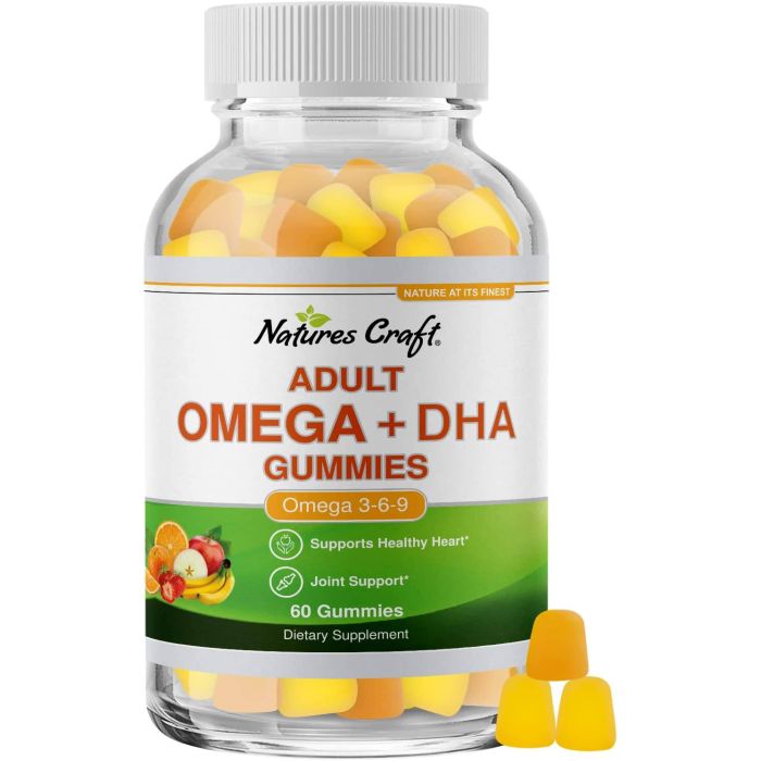 Nature's Craft Omega 3 6 9 Dha 60 Vegan Gummies Supplement - supplemynts.com