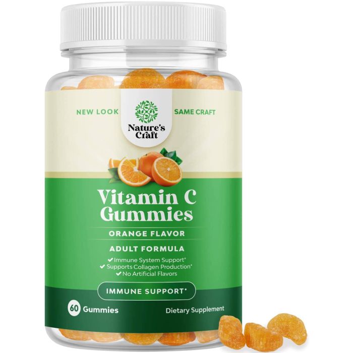 Nature's Craft Vitamin C 60 Gummies Orange Flavor Adult Formula - supplemynts.com