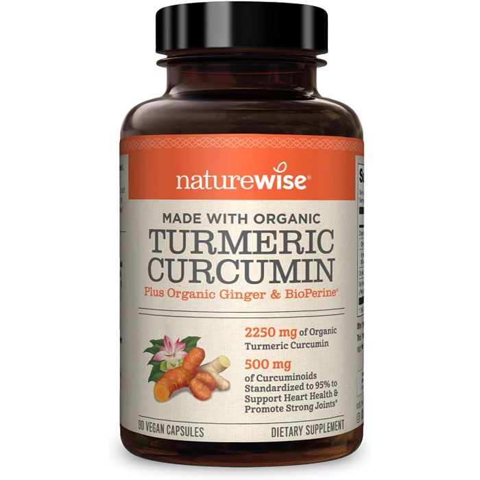 NatureWise Curcumin Turmeric 2250mg BioPerine Organic Ginger 90 Caps - supplemynts.com