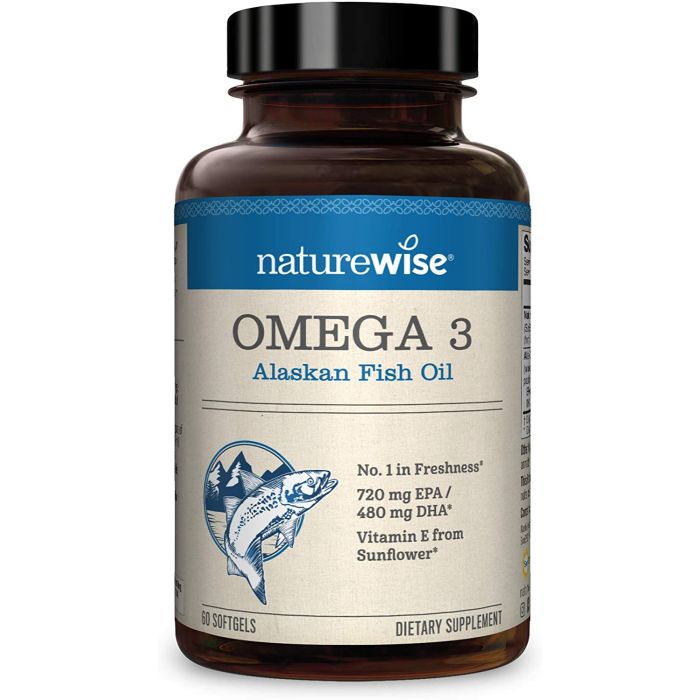 NatureWise Omega 3 Supplement Wild Alaskan Fish Oil 2000mg 60 Softgels - supplemynts.com