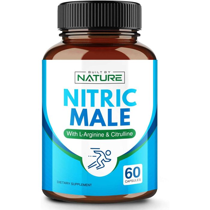 Nitric Male Booster L Arginine Citrulline Blood Flow Support 60 Caps - supplemynts.com